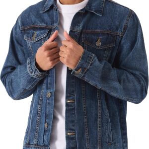 Jean Jacket For Men - Classic Trucker Style Regular Fit Casual Outerwear Button Down Cowboy Cut - Men's Denim Jacket